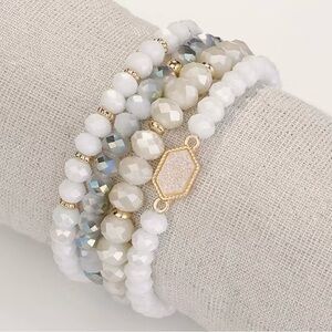 4 Piece Bracelet Set, White